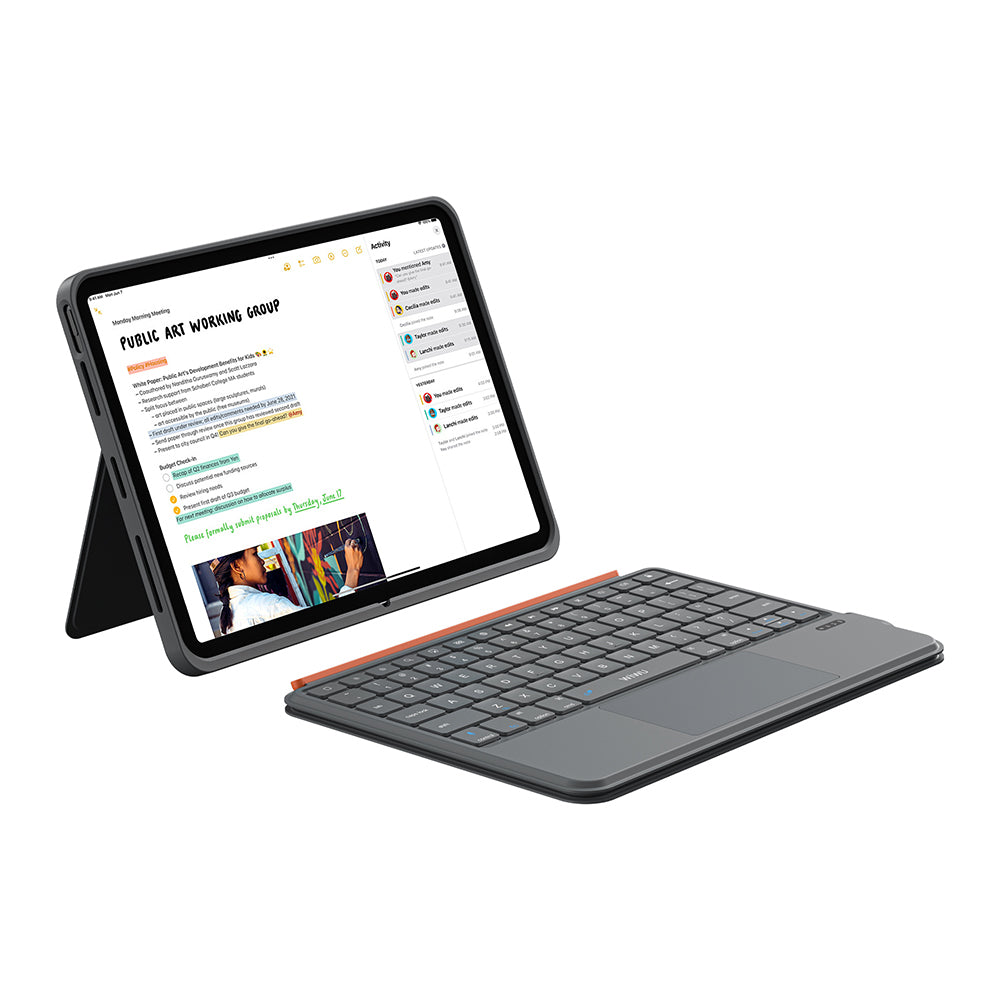Apple iPad 10.9 2022 (10.Nesil) Wiwu MK-005 Combo 3in1 Kalem Bölmeli Klavyeli Standlı Kılıf