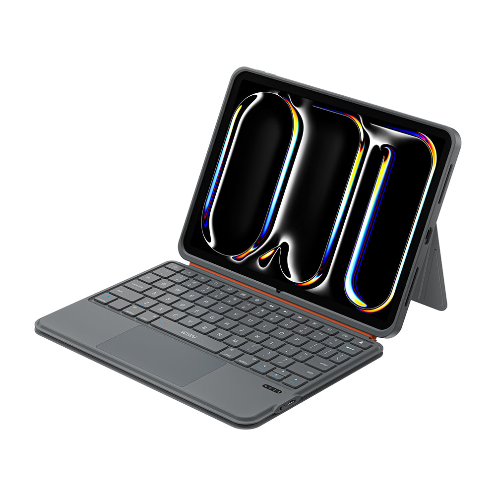 Apple iPad Air 10.9 2020 (4.Nesil) Wiwu MK-005 Combo 3in1 Kalem Bölmeli Klavyeli Standlı Kılıf