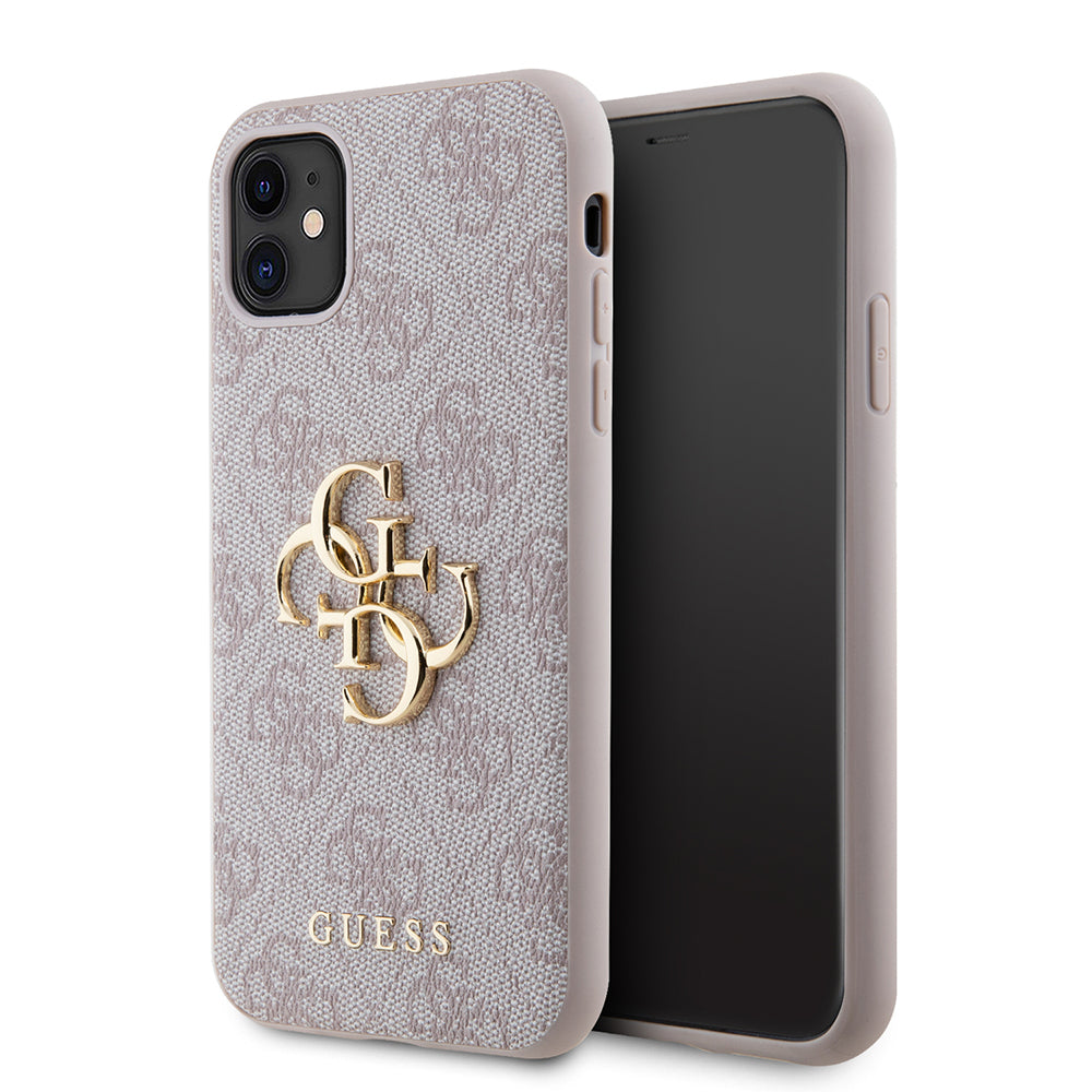 Apple iPhone 11 Kılıf Guess PU Deri Büyük Metal Logo Dizaynlı Kapak