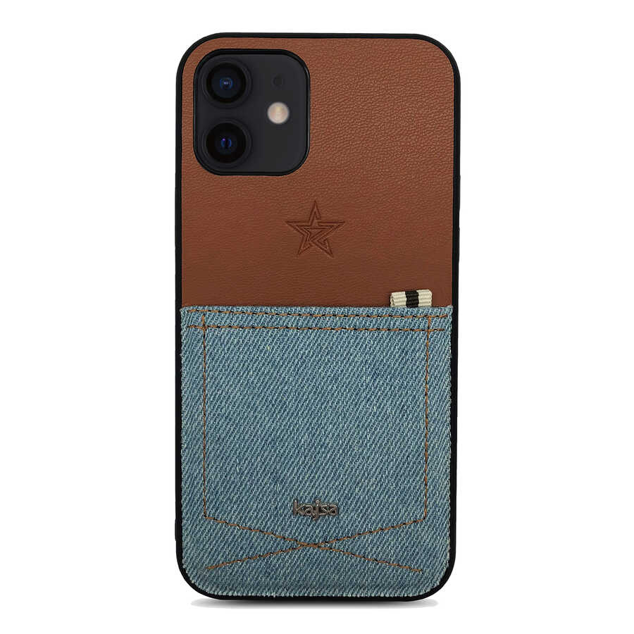 Apple iPhone 12 Kılıf Kajsa Denim Kapak