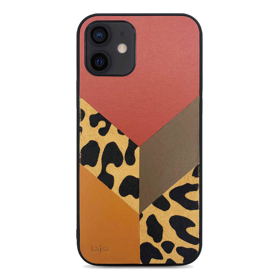 Apple iPhone 12 Kılıf Kajsa Glamorous Serisi Leopard Combo Kapak
