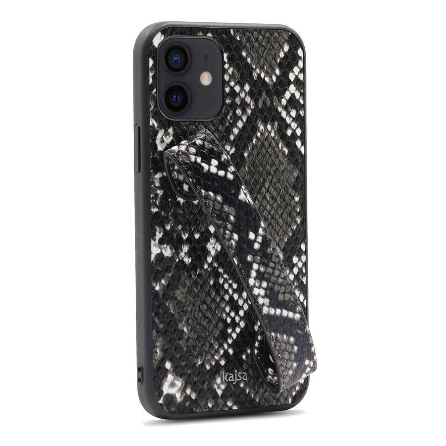 Apple iPhone 12 Kılıf Kajsa Glamorous Serisi Snake Handstrap Kapak