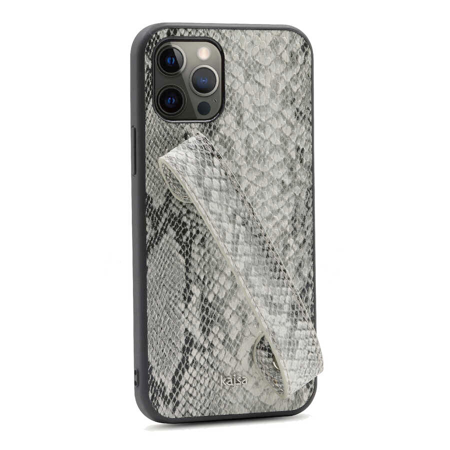 Apple iPhone 12 Pro Kılıf Kajsa Glamorous Serisi Snake Handstrap Kapak
