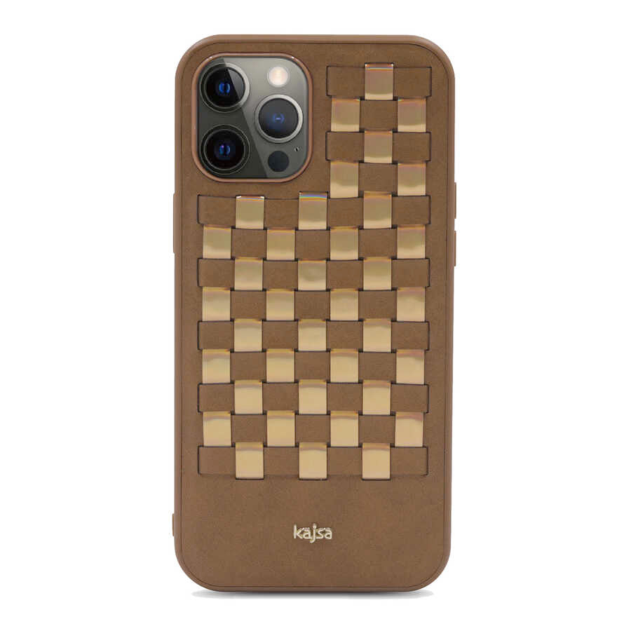 Apple iPhone 12 Pro Kılıf Kajsa Preppie Serisi Spotlight Woven Kapak