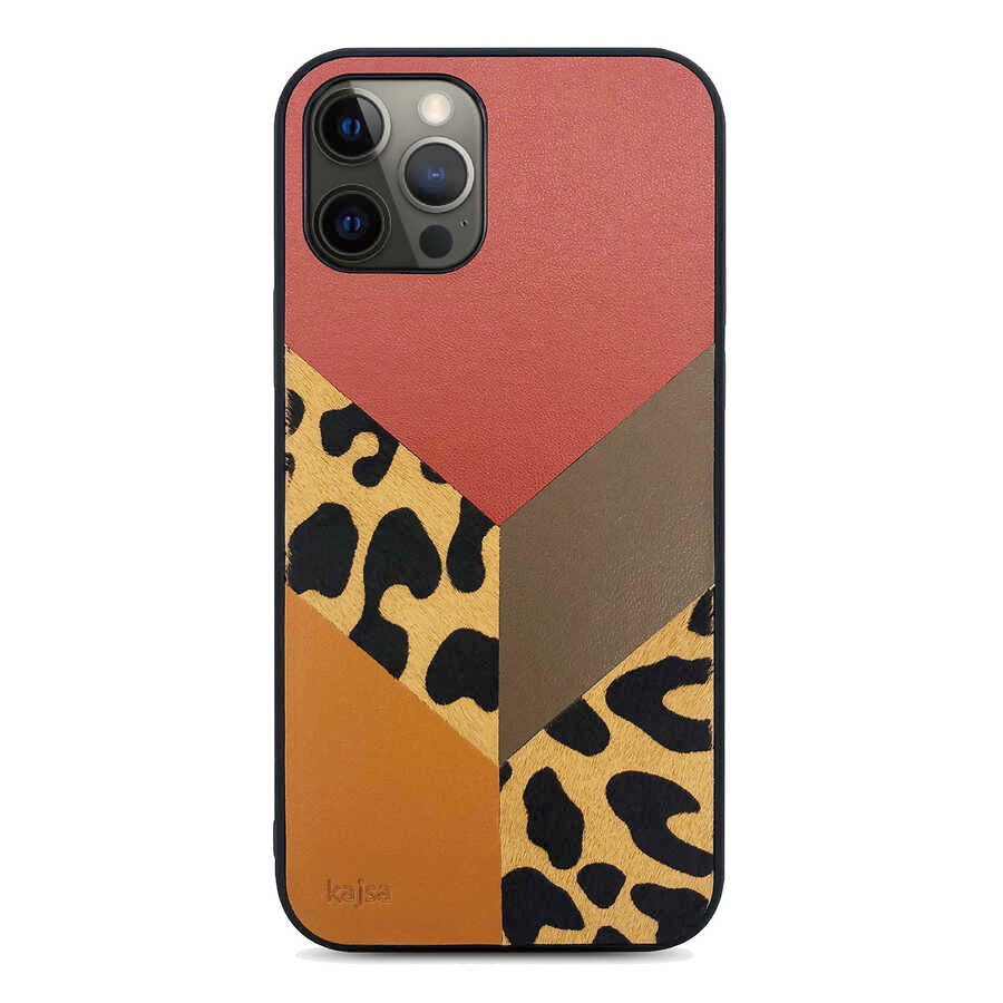 Apple iPhone 12 Pro Max Kılıf Kajsa Glamorous Serisi Leopard Combo Kapak