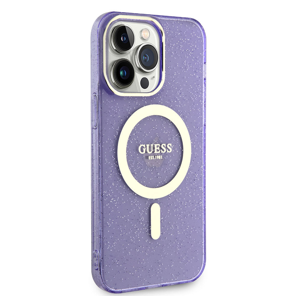 Apple iPhone 13 Pro Kılıf GUESS M-safe Şarj Özellikli Glitter Kapak