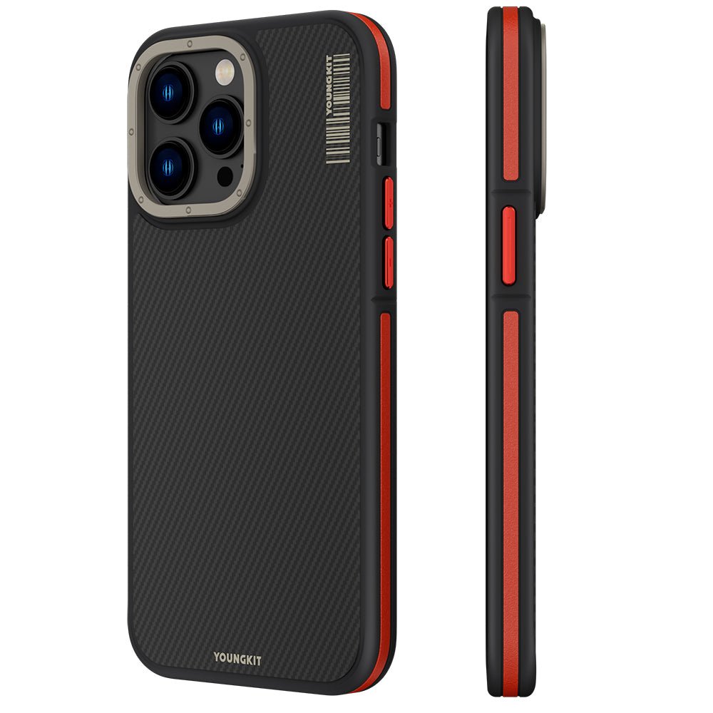 Apple iPhone 13 Pro Kılıf M-safe Şarj Özellikli YoungKit 600D Kevlar Kapak