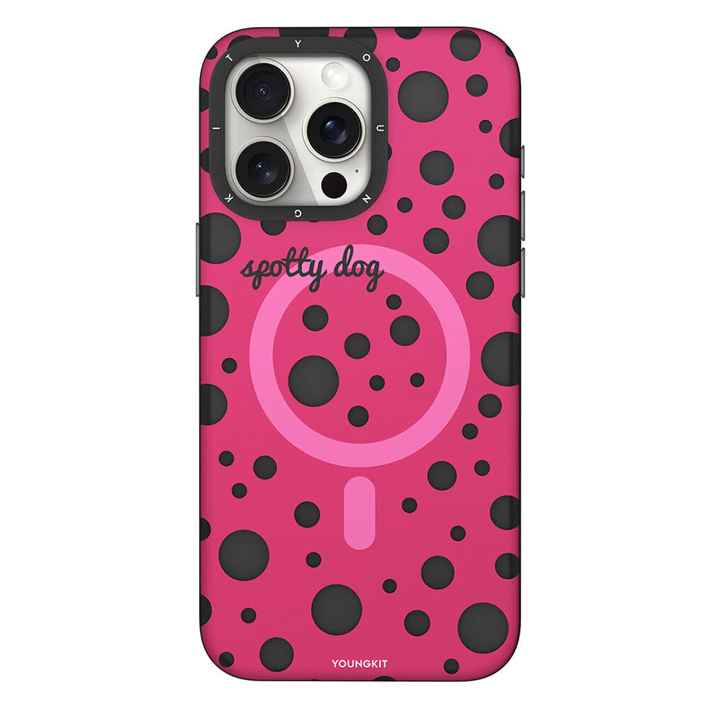 Apple iPhone 13 Pro Kılıf M-safe Şarj Özellikli Polka Dot Desenli Youngkit Spots Serisi Kapak