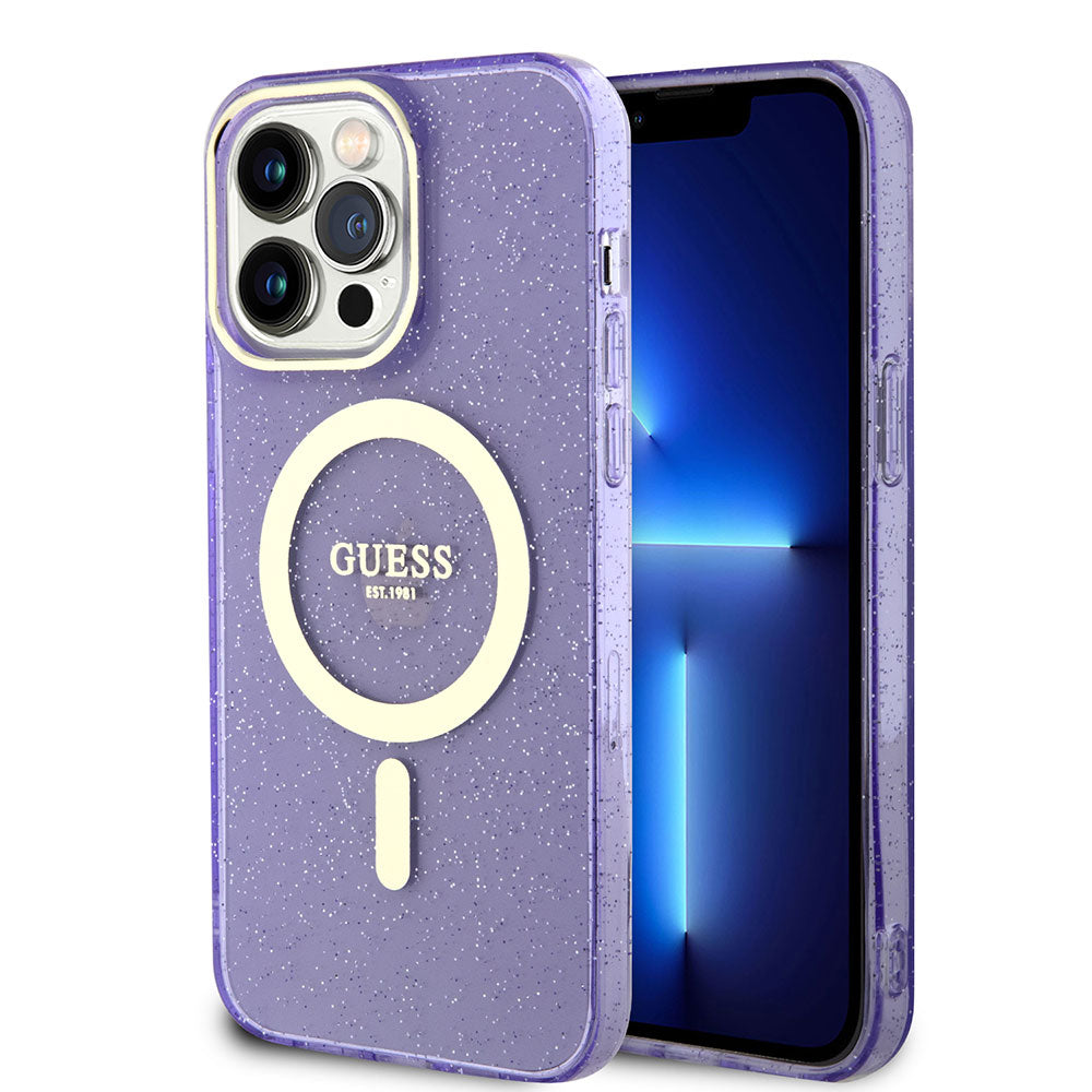 Apple iPhone 13 Pro Max Kılıf GUESS M-safe Şarj Özellikli Glitter Kapak