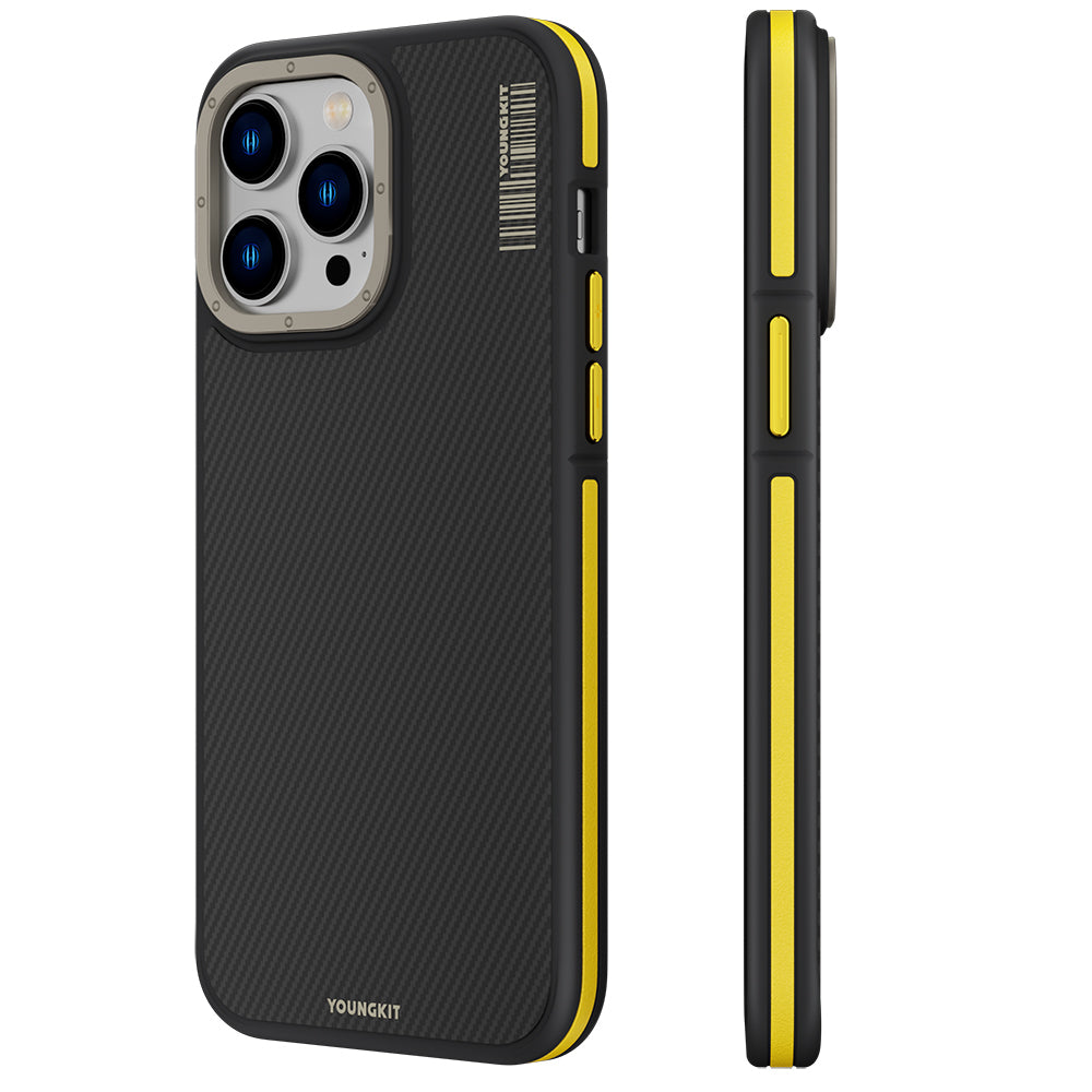 Apple iPhone 13 Pro Max Kılıf M-safe Şarj Özellikli YoungKit 600D Kevlar Kapak