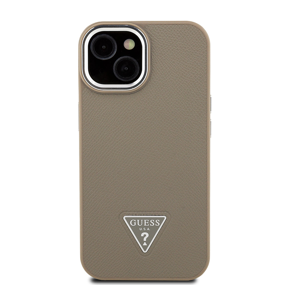 Apple iPhone 14 Kılıf Guess Orjinal Lisanslı M-safe Şarj Özellikli Grained Triangle Kapak