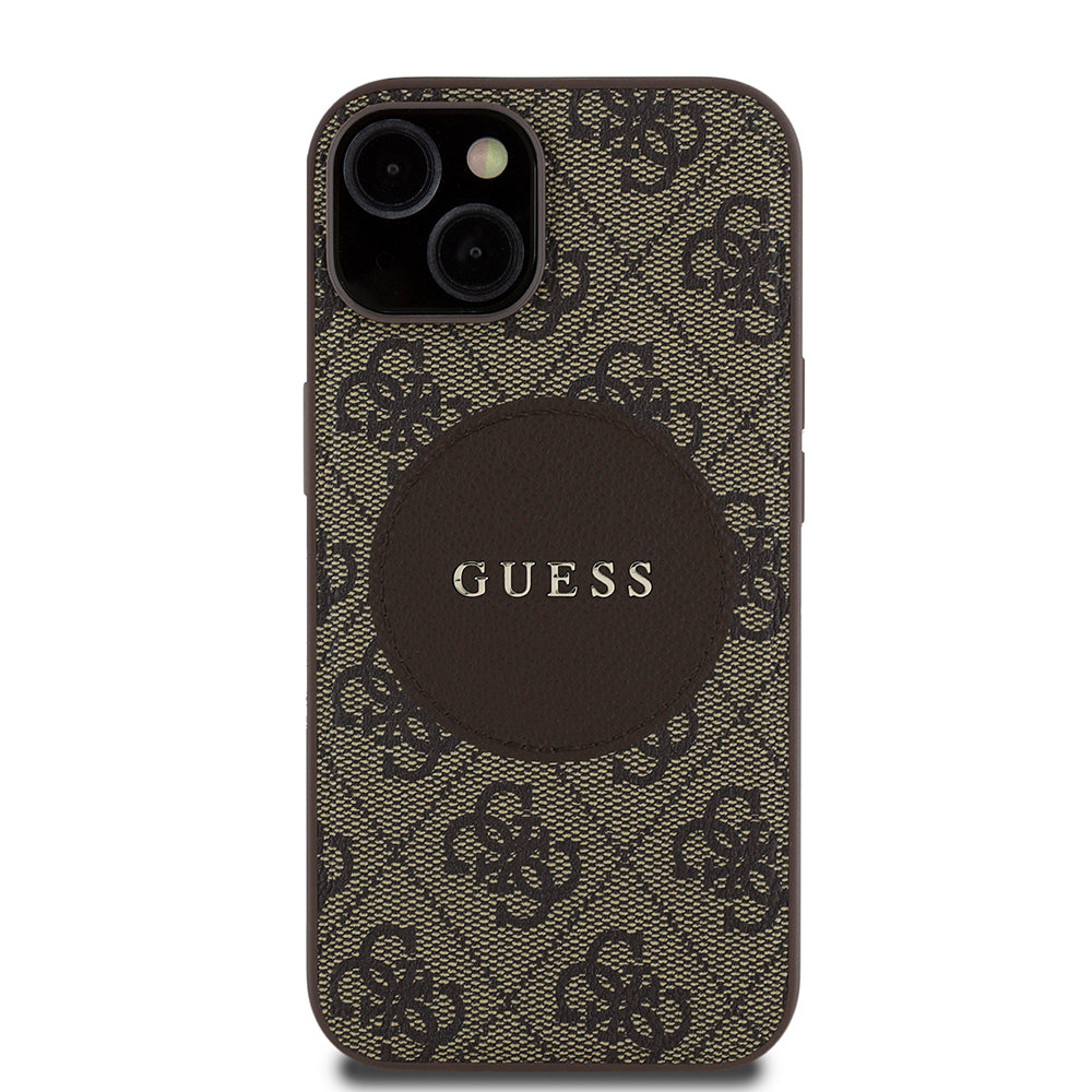 Apple iPhone 14 Kılıf Guess Orjinal Lisanslı M-safe Şarj Özellikli Yazı Logolu Circle Classic Kapak
