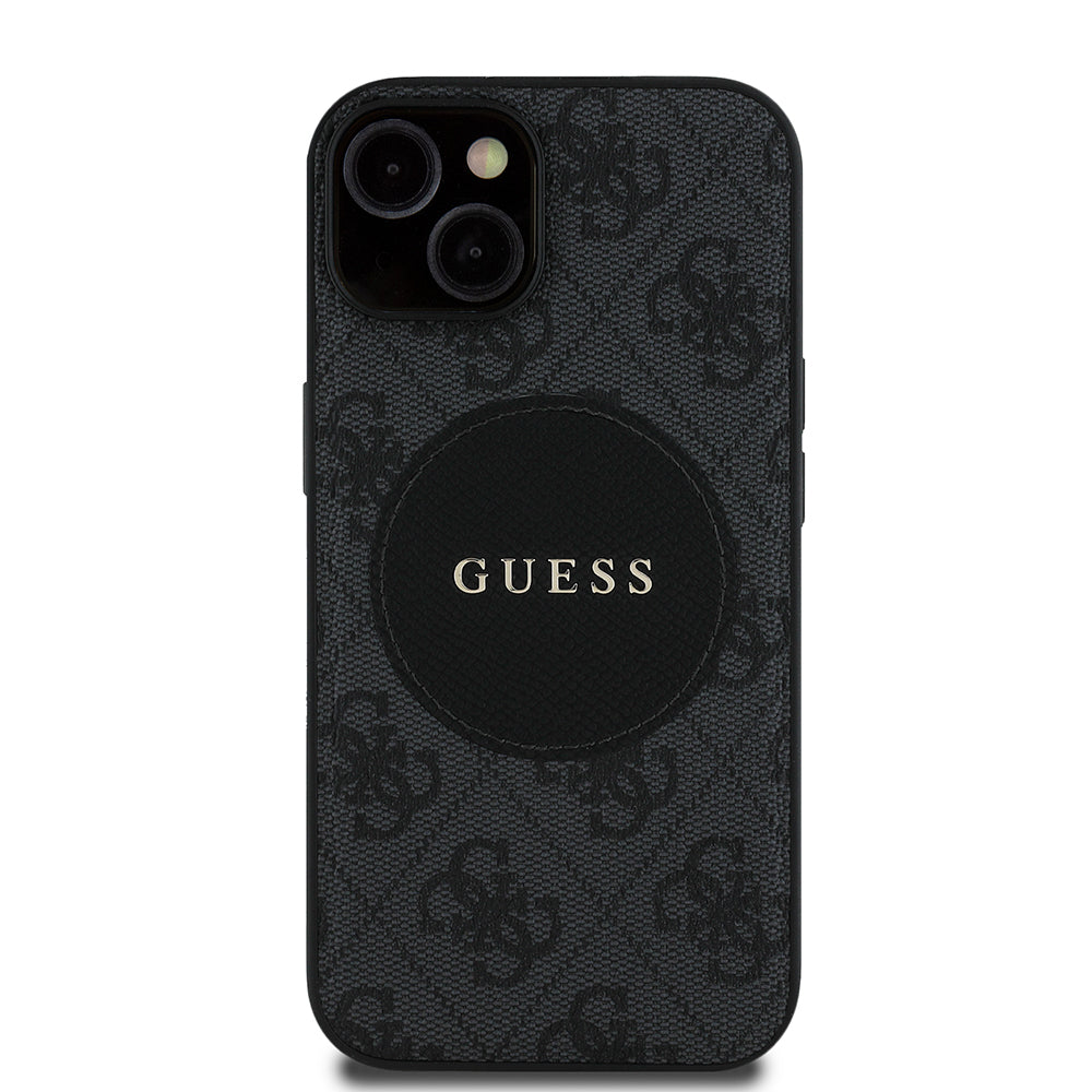 Apple iPhone 14 Kılıf Guess Orjinal Lisanslı M-safe Şarj Özellikli Yazı Logolu Circle Classic Kapak