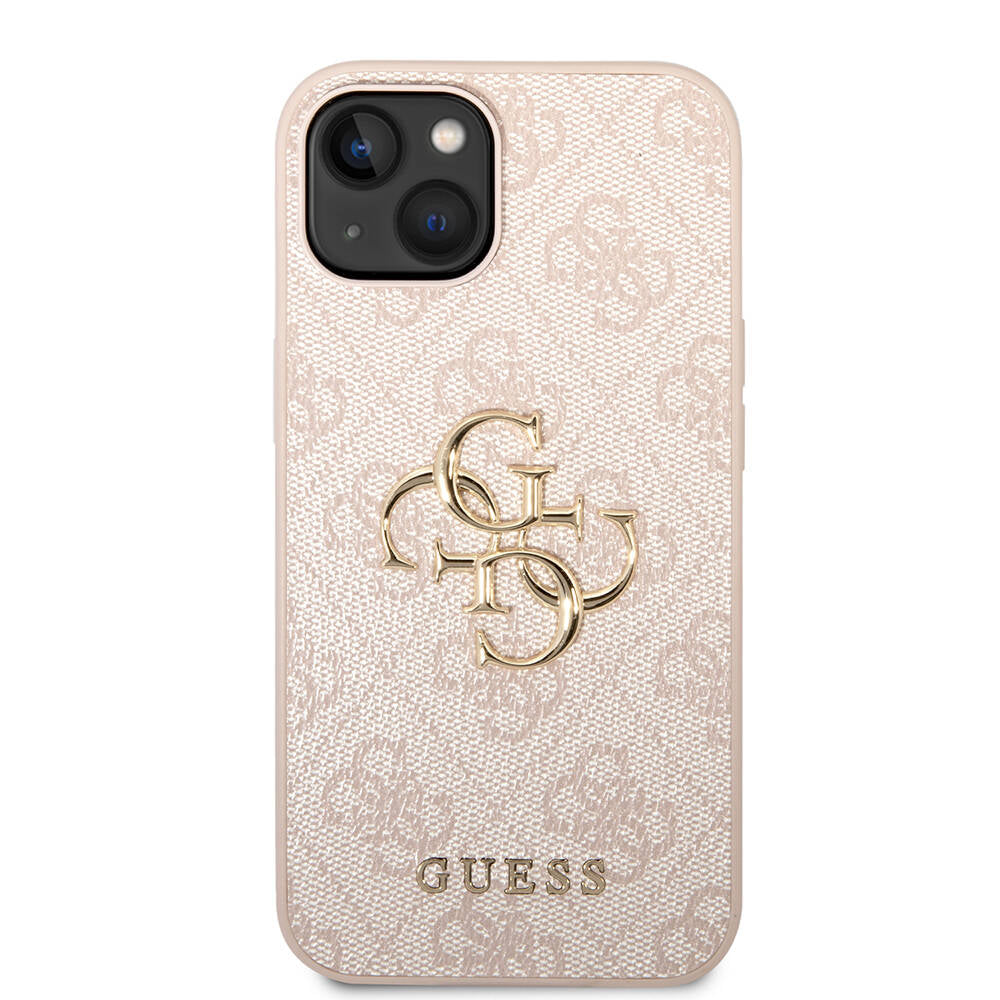 Apple iPhone 14 Kılıf Guess PU Deri Büyük Metal Logo Dizaynlı Kapak
