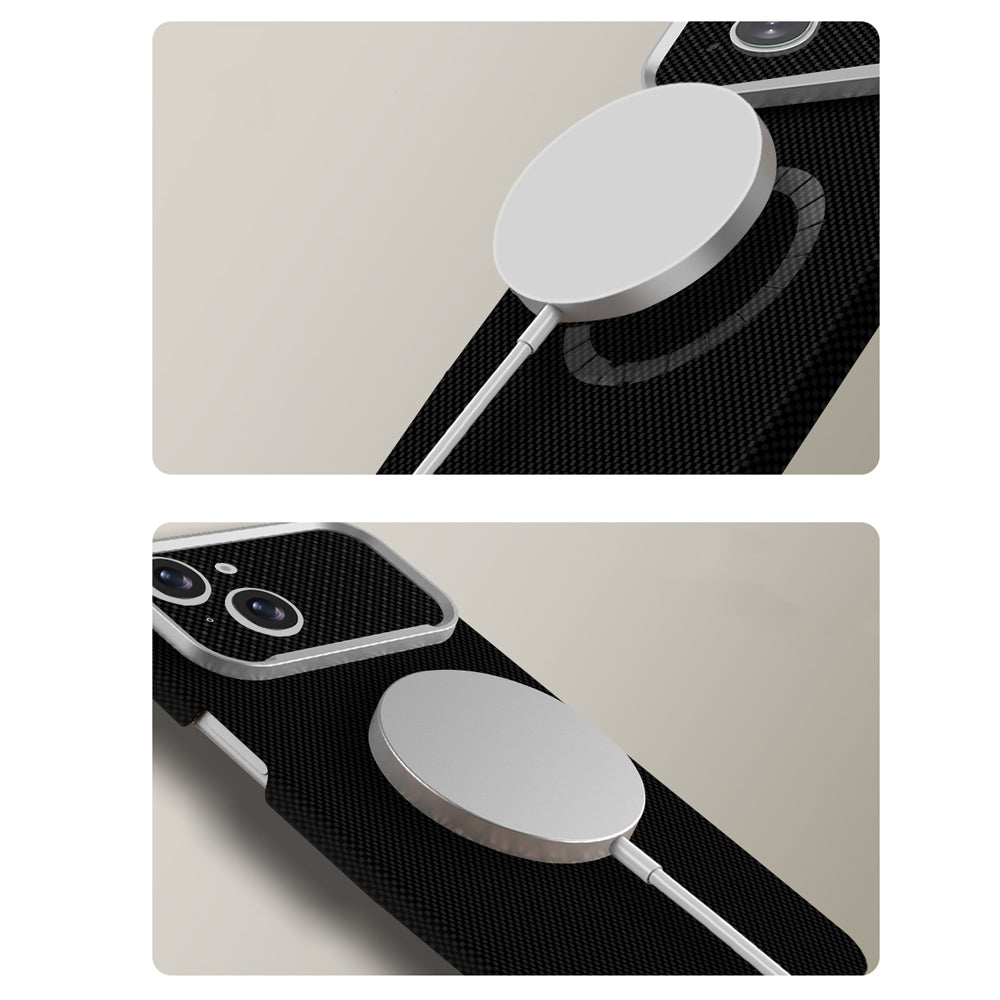 Apple iPhone 14 Kılıf M-Safe Şarj Özellikli Zore Paris Zerre Sert PC Kapak