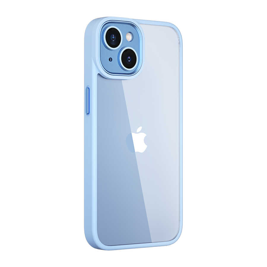 Apple iPhone 14 Kılıf Wiwu VCC-104 Lens Korumalı Renkli Kenar Arkası Şeffaf Vivid Clear Kapak