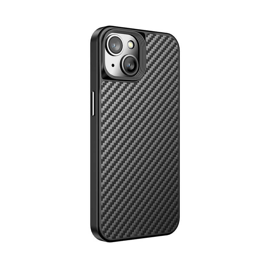 Apple iPhone 14 Plus Kılıf Aramid Karbon Fiber M-safe Özellikli Wlons Radison Kapak