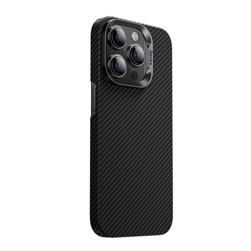 Apple iPhone 14 Pro Kılıf M-safe Şarj Özellikli Karbon Fiber Benks MFM Lisanslı 600D Essential Kevlar Kapak