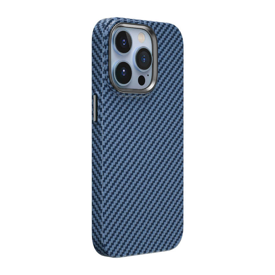 Apple iPhone 14 Pro Kılıf Wiwu Karbon Fiber Görünümlü M-safe Wireless Şarj Özellikli Kabon Kapak
