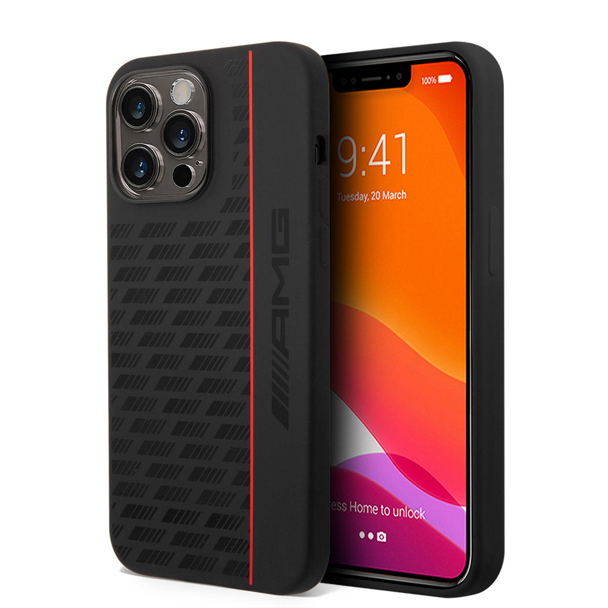 Apple iPhone 14 Pro Max Kılıf AMG M-safe Şarj Özellikli Liquid Silikon Karbon Dizayn Kapak