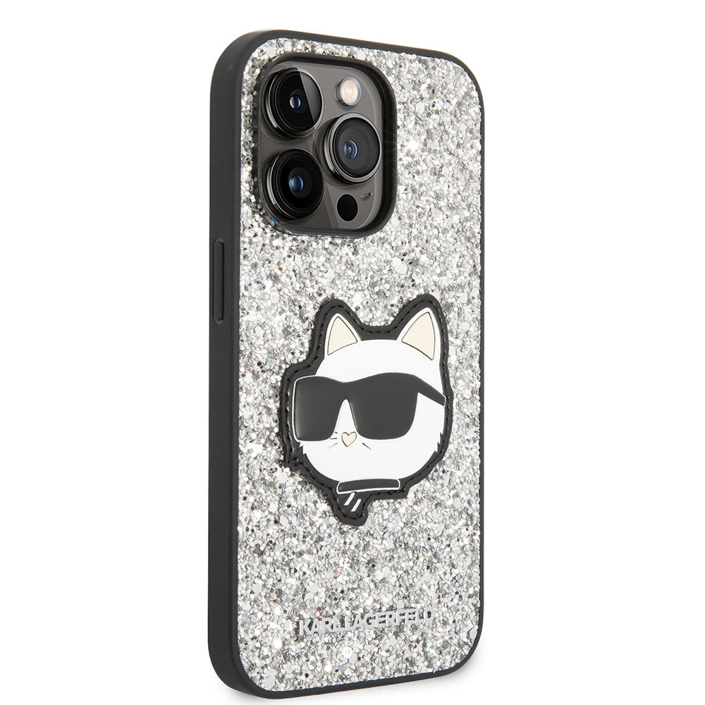 Apple iPhone 14 Pro Max Kılıf Karl Lagerfeld Parlak Taşlı Choupette Dizayn Kapak