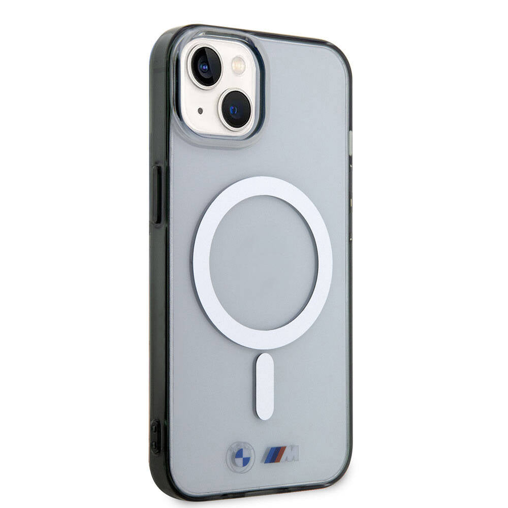Apple iPhone 15 Kılıf BMW M-safe Şarj Özellikli Transparan Silver Ring Orjinal Lisanslı Kapak