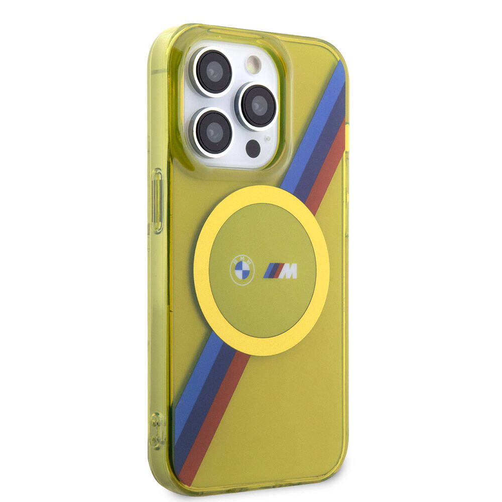 Apple iPhone 15 Pro Max Kılıf BMW M-safe Şarj Özellikli Transparan Tricolor Stripes Orjinal Lisanslı Kapak