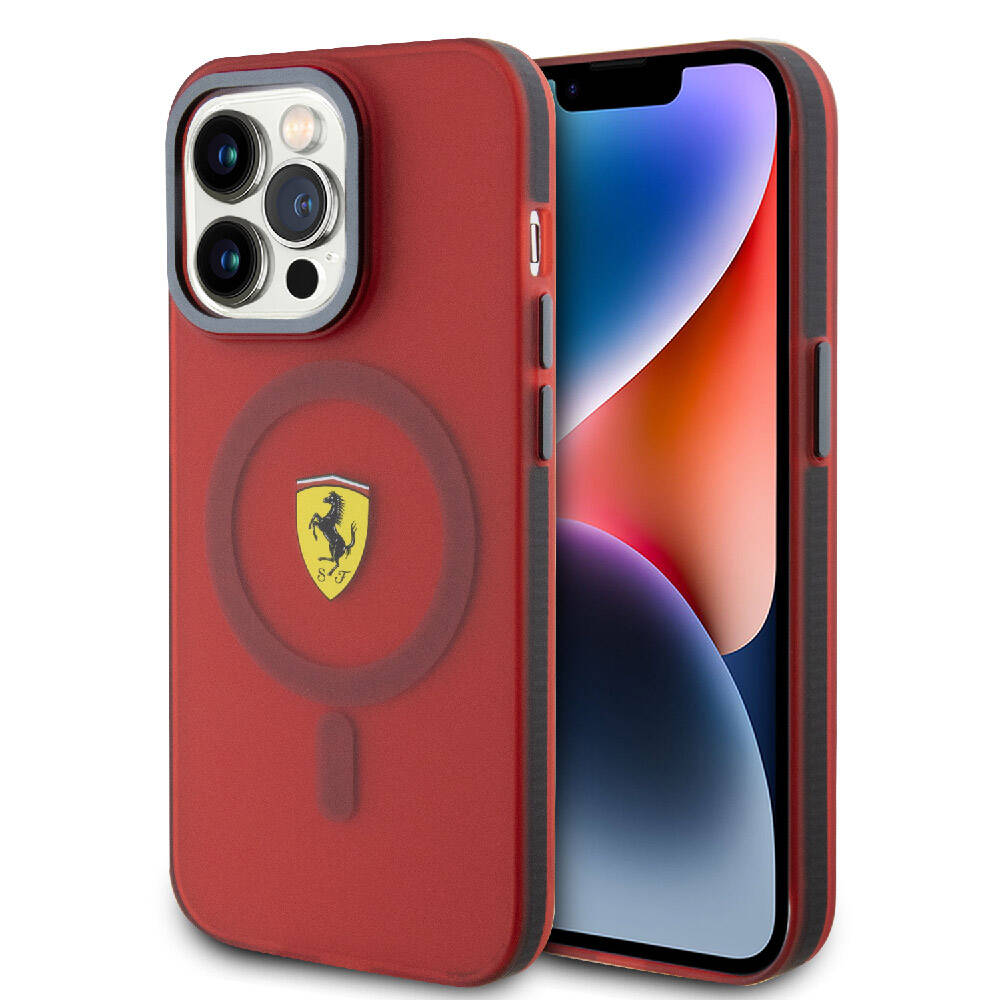 Apple iPhone 15 Pro Max Kılıf Ferrari Orjinal Lisanslı M-safe Şarj Özellikli Kontrast Bumper Kapak