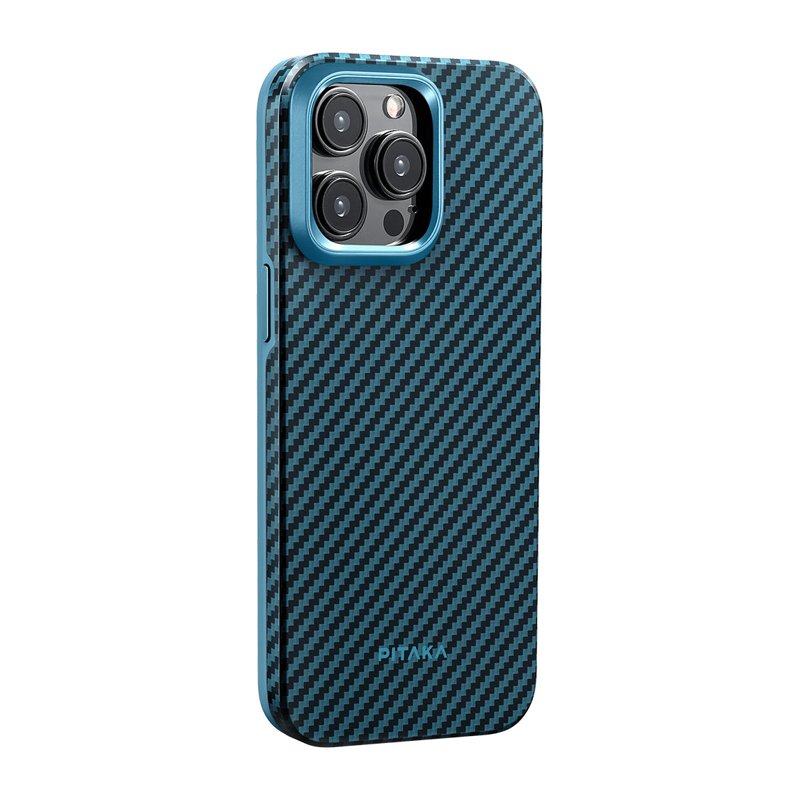 Apple iPhone 15 Pro Max Kılıf M-safe Şarj Özellikli 1500D Aramid Fiber Pitaka Military-Grade Classic Serisi Black-Grey Twill Kapak