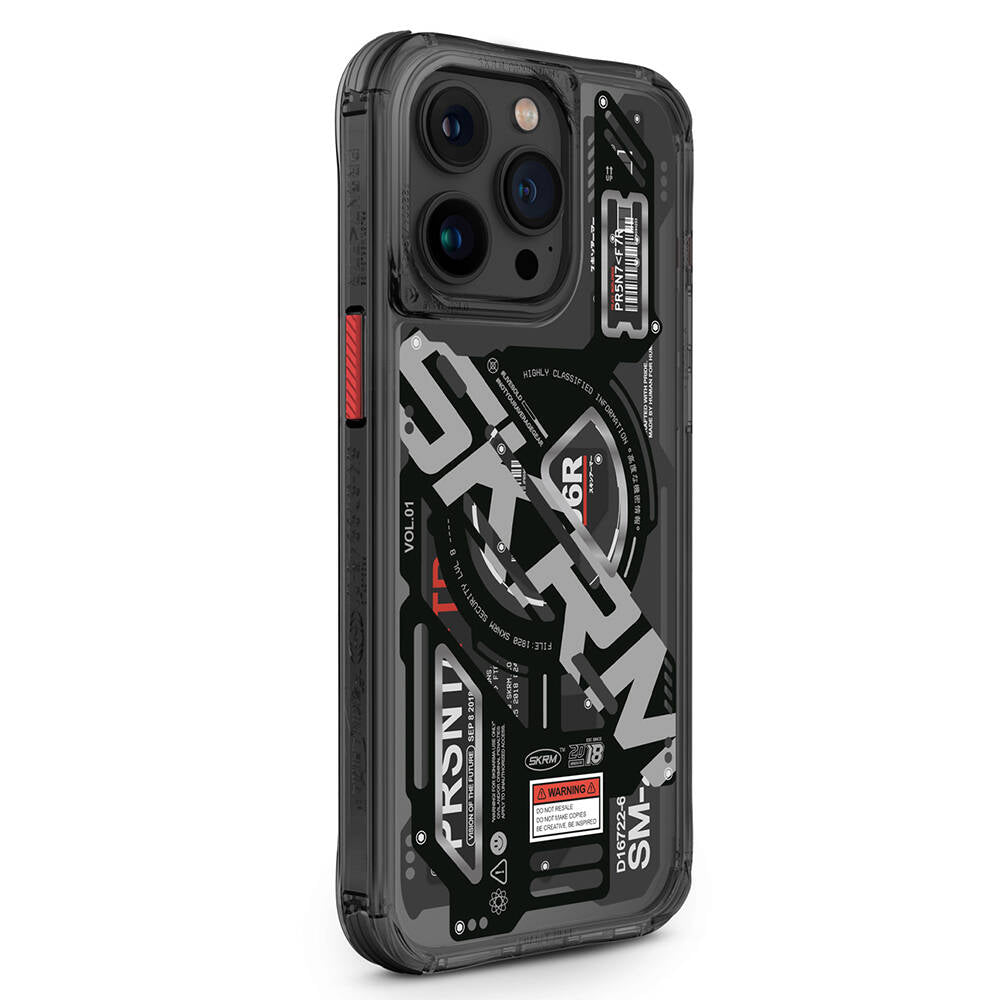 Apple iPhone 15 Pro Max Kılıf M-safe Şarj Özellikli Katmanlı Makine Temalı SkinArma Ekho Kapak