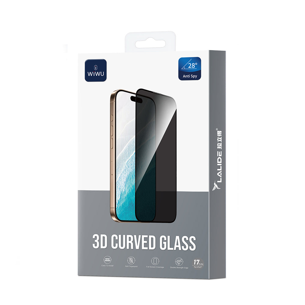 Apple iPhone 15 Pro Wiwu LLD302 3D Curved iPrivacy Parmak İzi Bırakmayan Temperli Cam Ekran Koruyucu