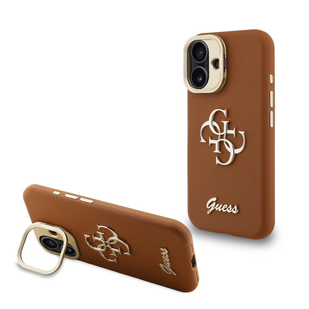 Apple iPhone 16 Kılıf Guess Orjinal Lisanslı Grained Yazı Logolu Kamera Standlı Kapak