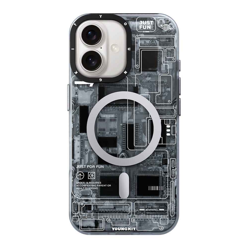 Apple iPhone 16 Plus Kılıf M-safe Şarj Özellikli Youngkit Technology Serisi Kapak