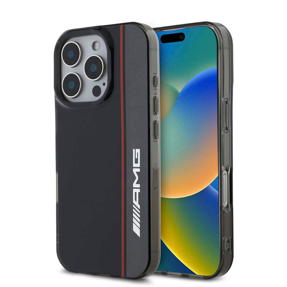 Apple iPhone 16 Pro Kılıf AMG Orjinal Lisanslı M-safe Şarj Özellikli IML Baskı Logolu Çift Katmanlı Bow Lines Kapak