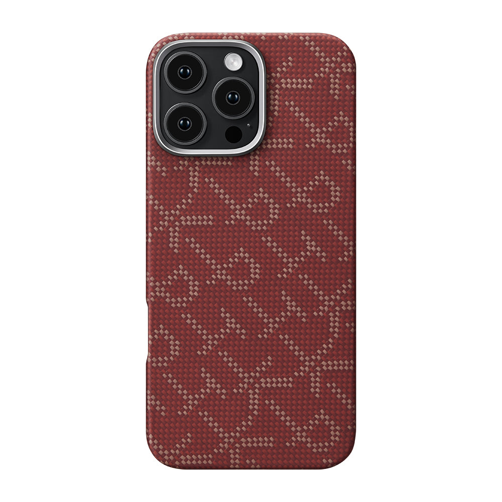 Apple iPhone 16 Pro Kılıf M-safe Şarj Özellikli Aramid Fiber Pitaka Tactile Woven Monogram Serisi Kapak