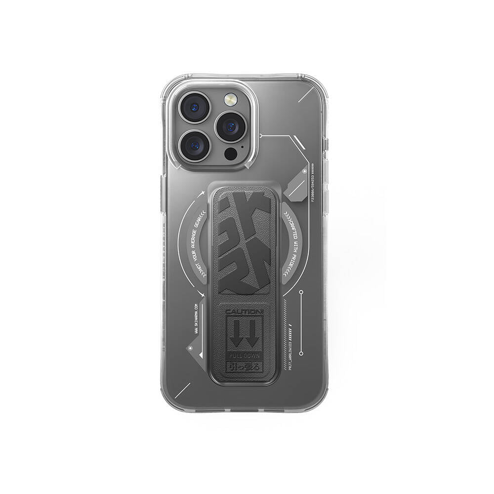 Apple iPhone 16 Pro Kılıf M-safe Şarj Özellikli Teknoloji Desenli Standlı Skinarma Helio Kapak