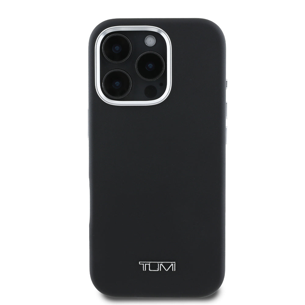 Apple iPhone 16 Pro Kılıf TUMI Orjinal Lisanslı M-safe Şarj Özellikli Metal Yazı Logolu PU Deri Kapak