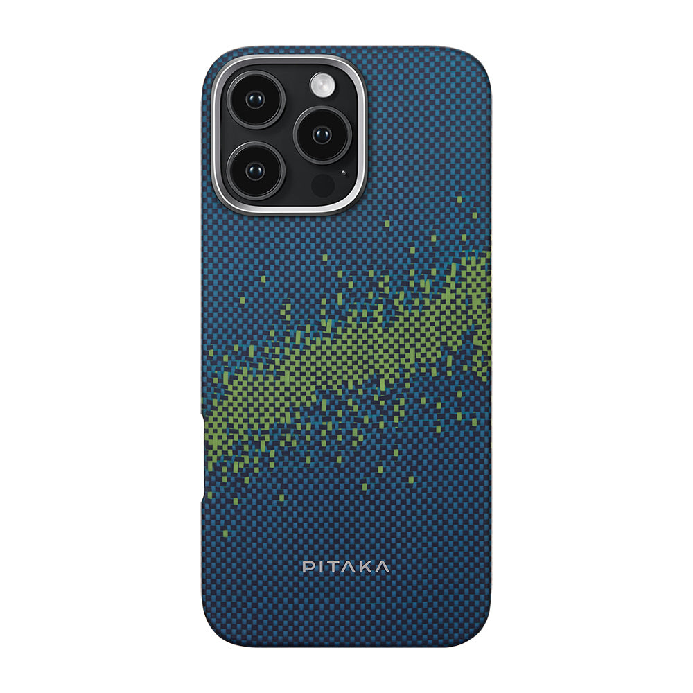 Apple iPhone 16 Pro Max Kılıf M-safe Şarj Özellikli Lumintex Teknolojili Fosforlu Özellikli Aramid Fiber Pitaka Tactile Woven Starpeak Serisi Milky Way Galaxy Kapak