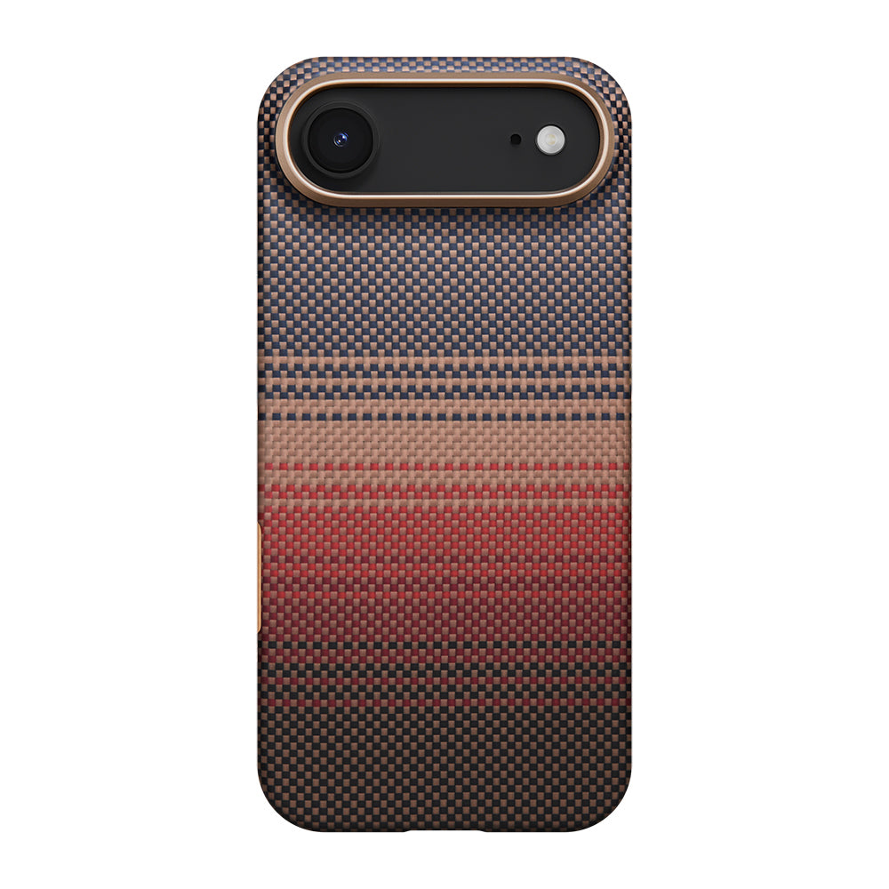 Apple iPhone 17 Air Kılıf M-safe Şarj Özellikli Aramid Fiber Pitaka Tactile Woven Sunset-Moonrise Serisi Kapak