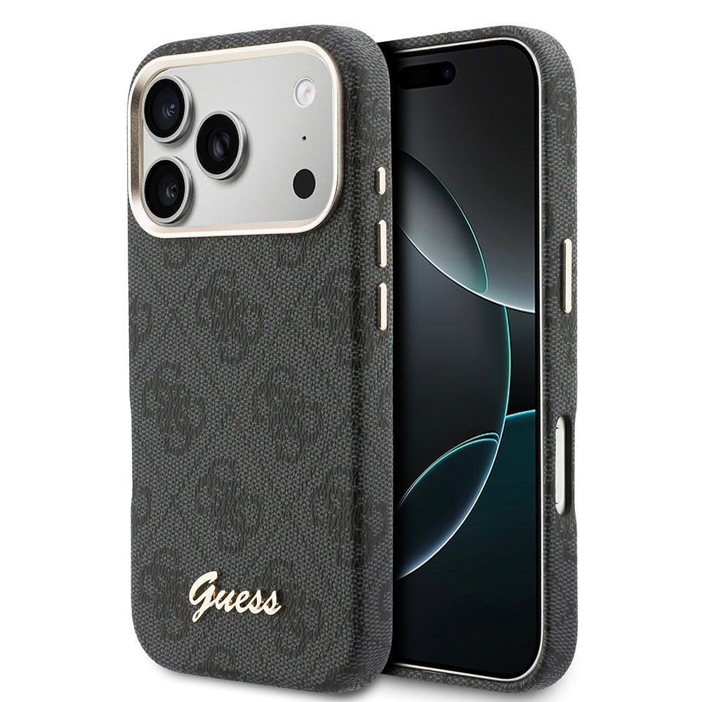 Apple iPhone 17 Pro Kılıf Guess Orjinal Lisanslı M-safe Şarj Özellikli Script Yazı Logolu 4G Desenli Kapak