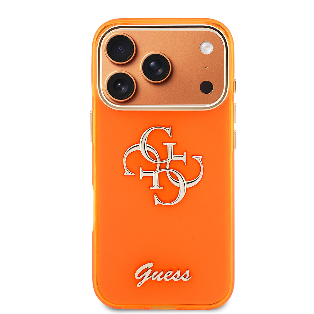 Apple iPhone 17 Pro Kılıf Guess Orjinal Lisanslı Yazı ve 4G Büyük Metal Logolu Silikon Kapak