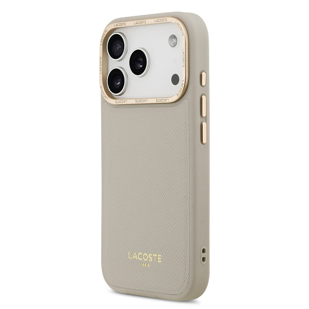 Apple iPhone 17 Pro Kılıf Lacoste Orjinal Lisanslı M-safe Şarj Özellikli Champs Elysees PU Deri Tasarımlı Kapak