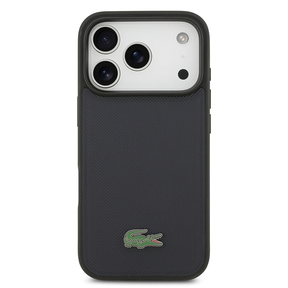 Apple iPhone 17 Pro Kılıf Lacoste Orjinal Lisanslı M-safe Şarj Özellikli PU Pike Desenli Metal Logolu Kapak