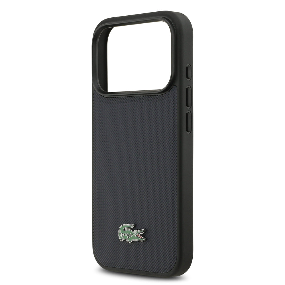 Apple iPhone 17 Pro Kılıf Lacoste Orjinal Lisanslı M-safe Şarj Özellikli PU Pike Desenli Metal Logolu Kapak