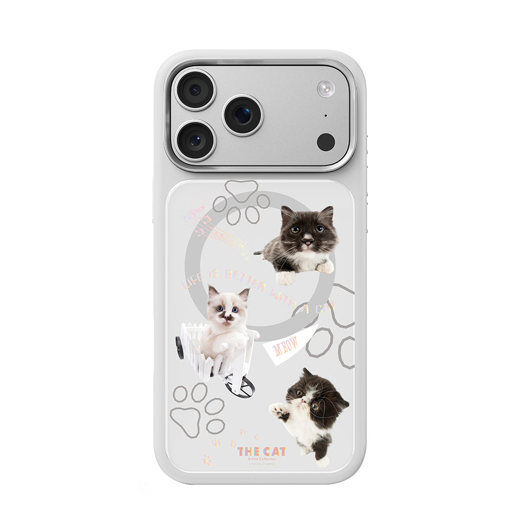 Apple iPhone 17 Pro Kılıf M-safe Şarj Özellikli 3D Baskılı Tasarım Mutural The Cat Serisi Kapak