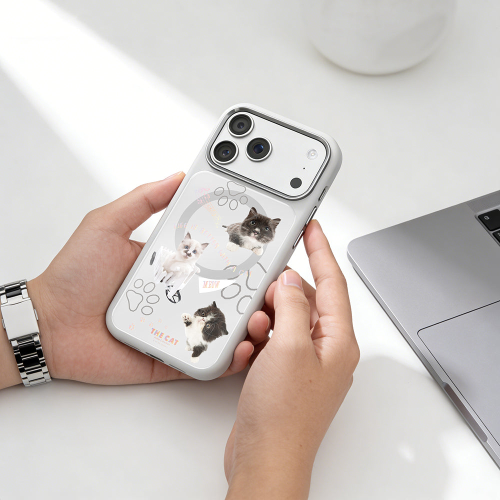 Apple iPhone 17 Pro Kılıf M-safe Şarj Özellikli 3D Baskılı Tasarım Mutural The Cat Serisi Kapak