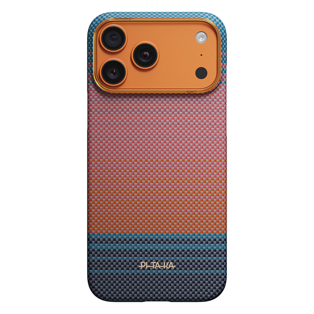 Apple iPhone 17 Pro Kılıf M-safe Şarj Özellikli Aramid Karbon Fiber Pitaka Sunset 2.0 California Dream Serisi Kapak