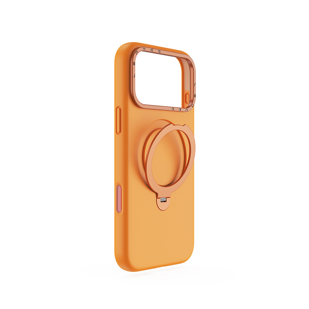 Apple iPhone 17 Pro Kılıf M-safe Şarj Özellikli Metal Standlı Sıvı Silikon Lenyes CK223 Kapak