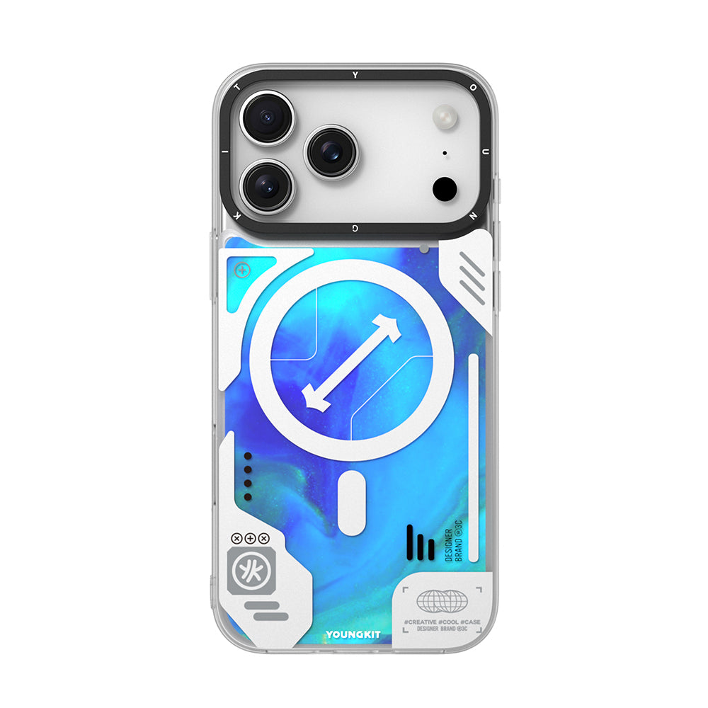 Apple iPhone 17 Pro Kılıf M-safe Şarj Özellikli Parlak Kumlu Sıvılı Tasarımlı Galaxy Fantasy Serisi Kapak