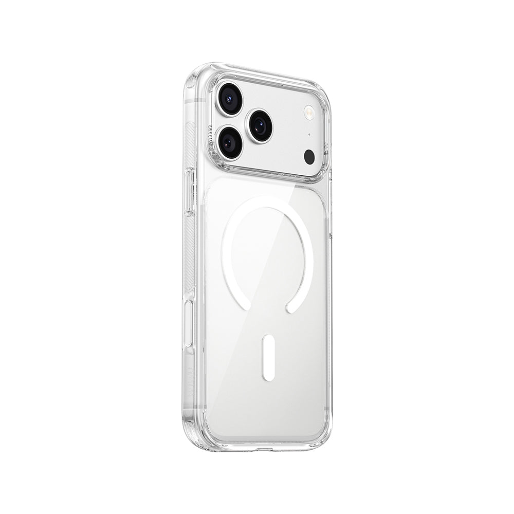 Apple iPhone 17 Pro Kılıf M-safe Şarj Özellikli Wiwu CS-202 Crystal Shield Pro Serisi Anti Yellowing Sert PC Kapak
